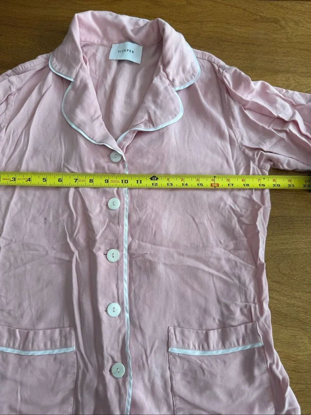 Sleeper Women's Button-Down Top and Wide-Leg Pants Pajama Set Pale Pink Large - Picture 6 of 11